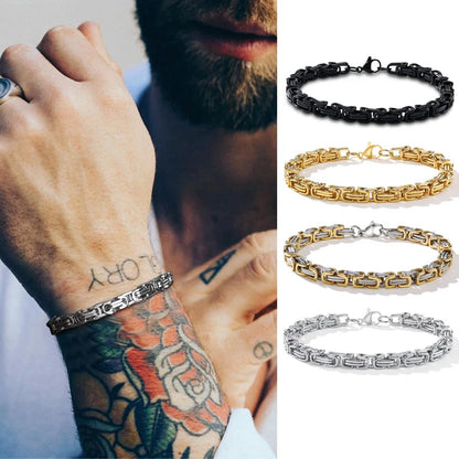 Stylish Byzantine Chain Unisex Bracelet Stainless Steel Link Wristband