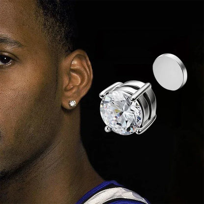 1Pairs Crystal Strong Magnetic Ear Stud Clip Earrings for Men and Women