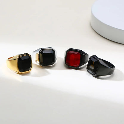 Men Tigers Eye Signet Rings Waterproof Stainless Steel