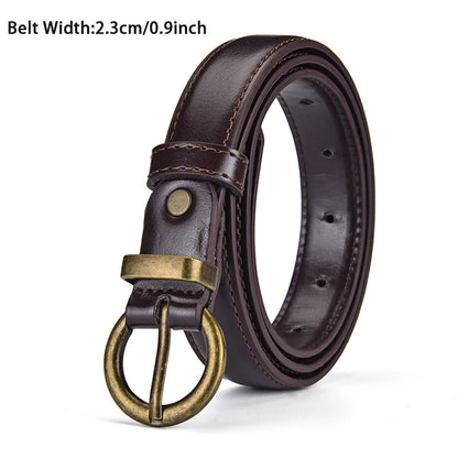 Womens Trend Gold Buckle Fashion Casual Versatile Thin Soft PU Leather Belt