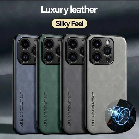 Luxury Leather Phone Case For iPhone 16 15 14 13 12 11 Pro Max Mini