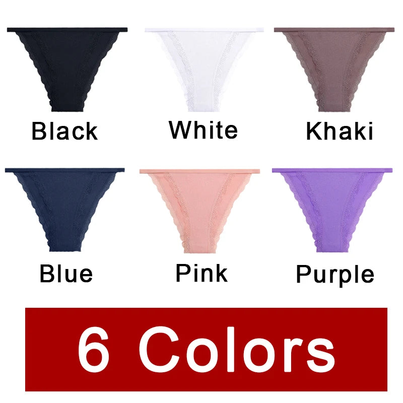 Womens Cotton Panties Low Waist Lace Briefs Comfortable Underwear