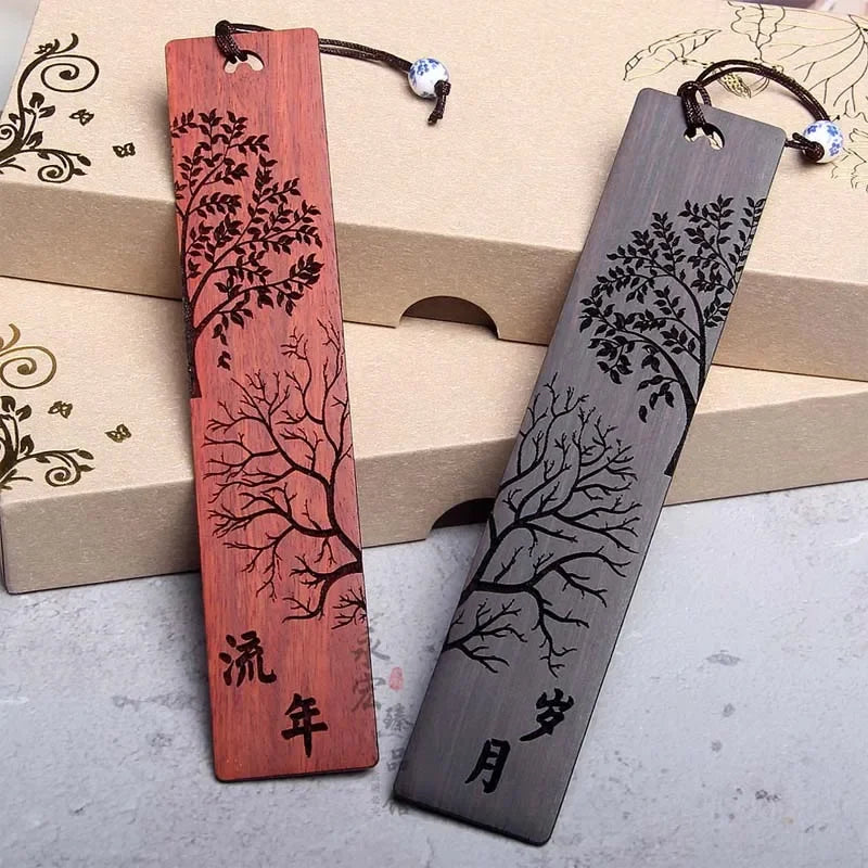 Wooden Bookmark Retro Carving Mahogany Book Mark