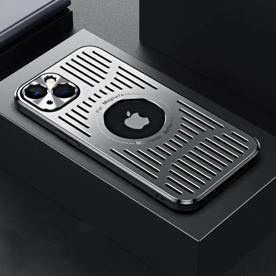 Fashion Metal Heat Dissipation Magnetic Magsafe Case for iPhone 15 14 13 12