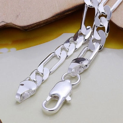 925 Sterling Silver Bracelet 6mm Chain for Men Women