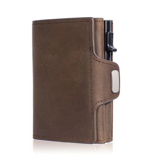 Pop Up Credit Card Case with RFID Protection Genuine Leather  Wallet