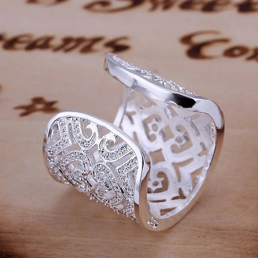 925 Sterling Silver Ring Women Crystal Noble Charms