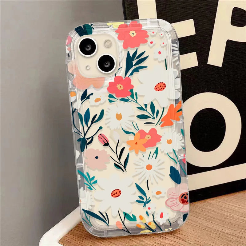 Flower Phone Case For iPhone 16 15 Aesthetic Floral Cute Cover