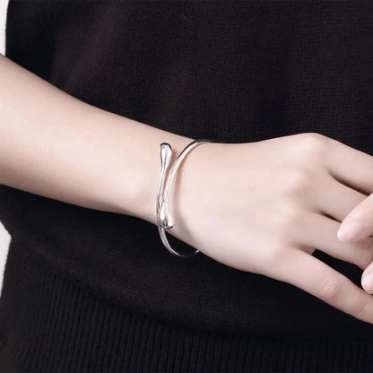 925 Sterling Silver Bracelets for Women Water Droplets Bangles