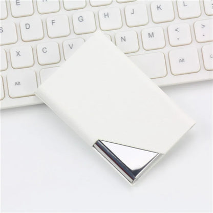 Magnetic PU Leather Stainless Steel Business Card Case ID Name Card Case