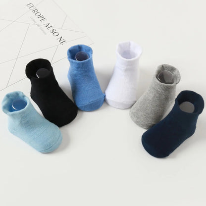 6 Pairs Cotton Baby Anti Slip Boat Socks For Boys Girls