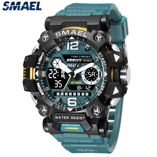 Mens Quartz Led Digital 50m Waterproof Sports Military Watch