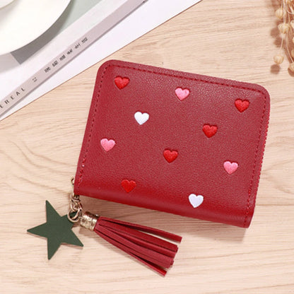 Ladies Mini Tassel Wallets Zipper Lovely Pu Leather Purse