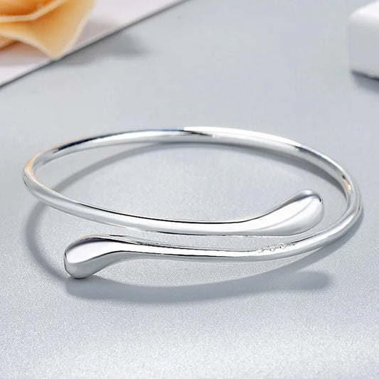 925 Sterling Silver Bracelets for Women Water Droplets Bangles