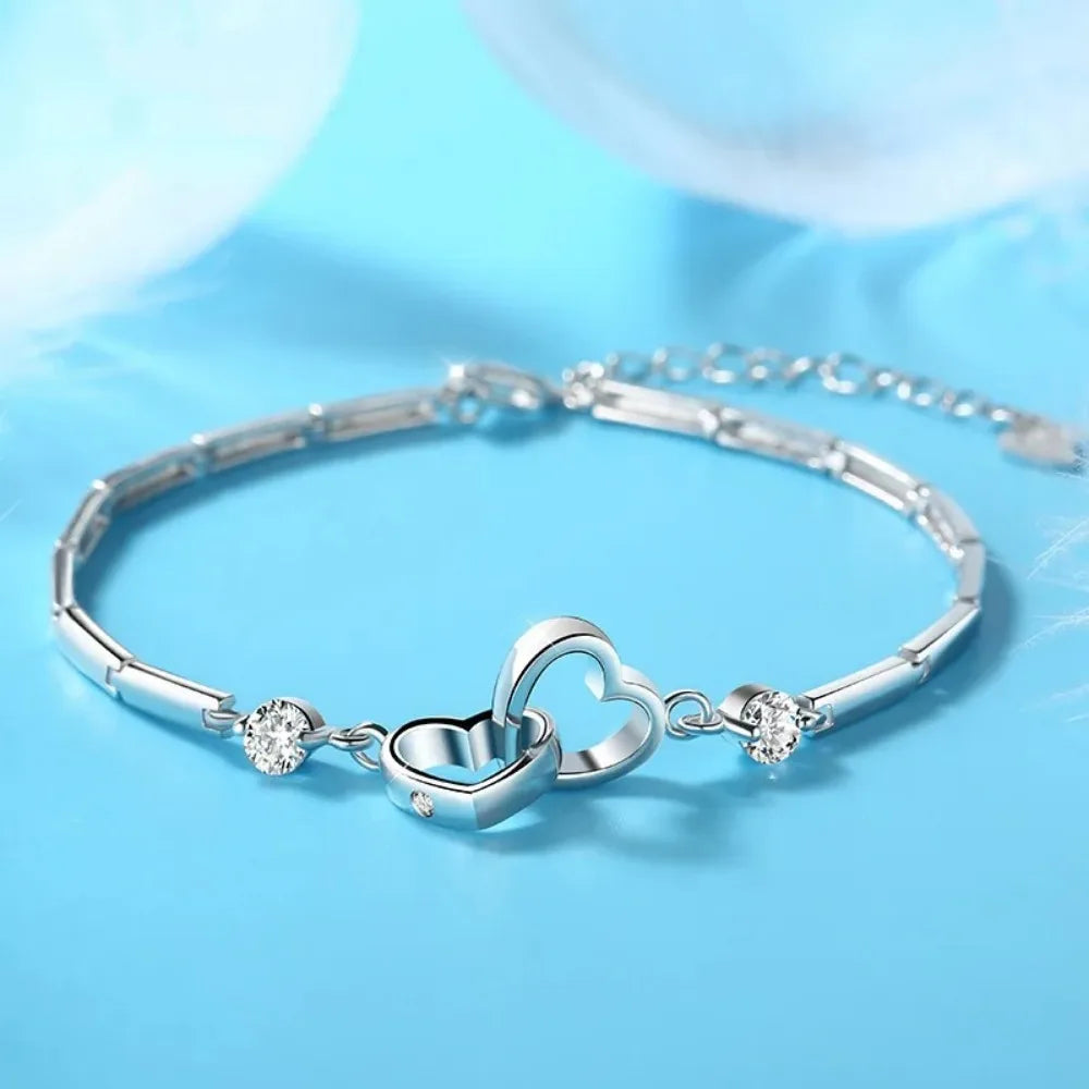 925 Sterling Silver Bracelets Bangles for Women Valentines Days Gift