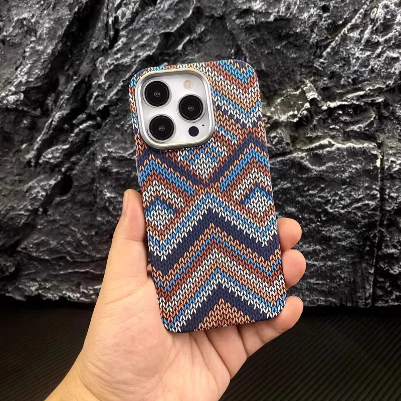 Carbon Fiber Braided Texture Phone Case For iPhone 16 15 14 13 Pro Max