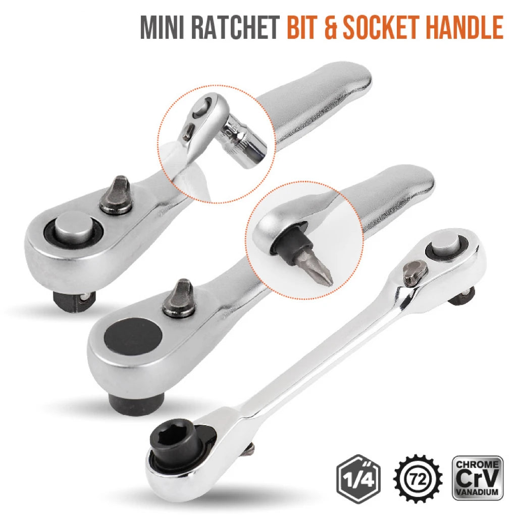 Mini treble 1/4 Ratchet Wrench Double Ended Quick Socket Ratchet Wrench