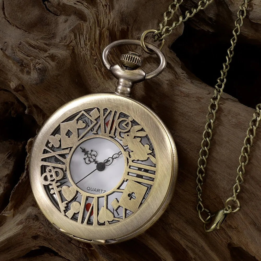 Bronze Quartz Retro Pocket Fob Watch Pendant Necklace Pocket Watch