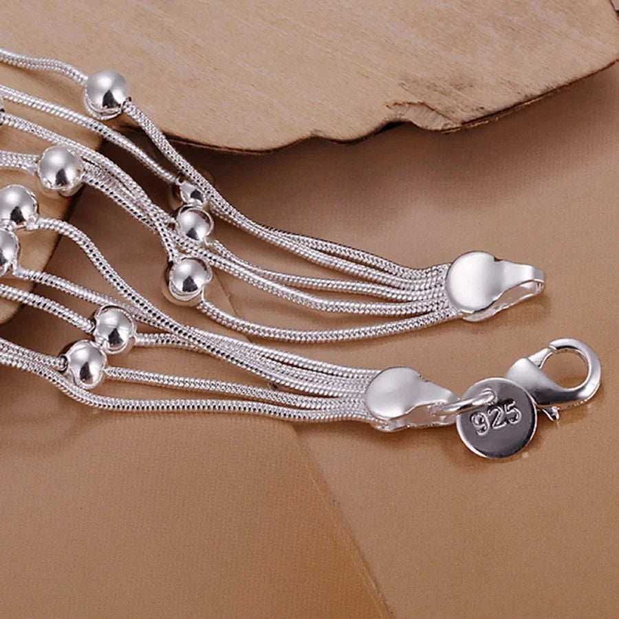 925 Sterling Silver Jewelry Chain Beads Bracelets for Women