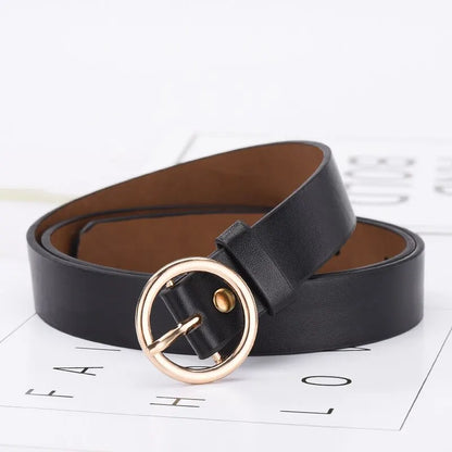 Womens Belt Trend Gold Round Button