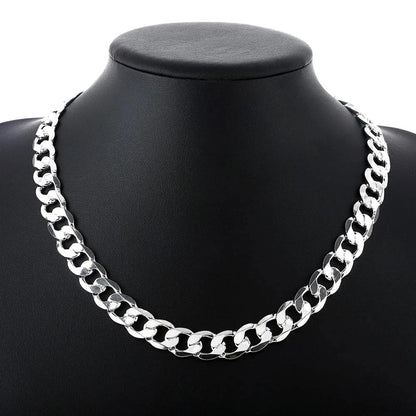 925 Sterling Silver Necklace for Men Classic 12MM Chain