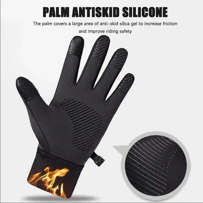 Black Winter Warm Waterproof Cycling Outdoor Fleece Gloves