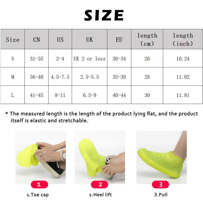 Waterproof Silicone Rain Shoe Covers Reusable Non Slip