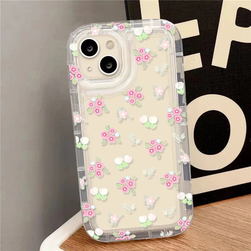 Flower Phone Case For iPhone 16 15 Aesthetic Floral Cute Cover