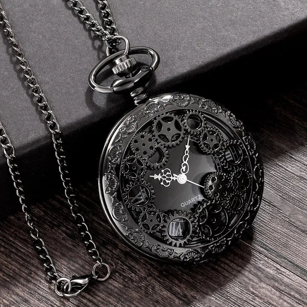 Hollow Quartz Pocket Watch Necklace Pendant