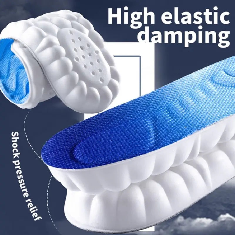 Sports Shoes Insoles PU Sole Soft Breathable 4D Shock Absorption