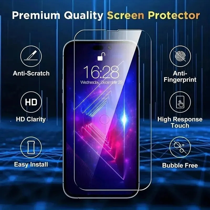 3pcs Tempered Glass 1pc Phone Case For IPhone 15 14 13 12 Pro Max