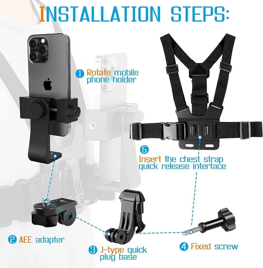 Adjustable Phone Clip Holder With Chest Strap