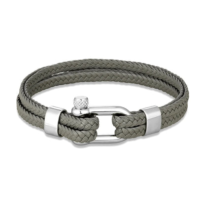 Navy Style Men U shape Shackle Woven Multilayer Leather Bracelets