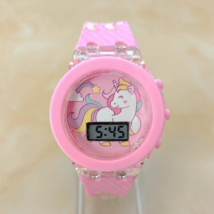 Girls Kids Unicorn Digital Flash Glow Up Light Colourful Watch