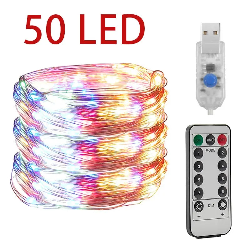 Copper Wire USB Led RGB String Lights With Remote Control