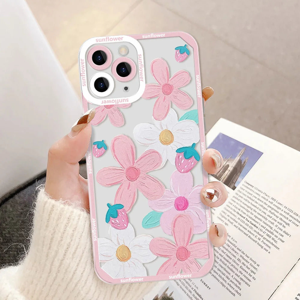 Daisy Flowers Phone Case For iPhone 16 15 14 Pro Max