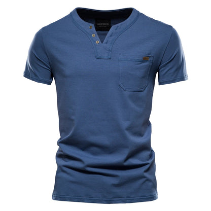 Summer Top Quality Cotton T Shirts Mens V Neck T Shirt