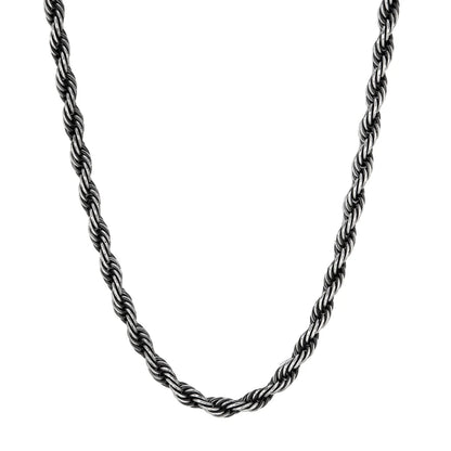 Locomotive Men Hip Hop Vintage Oxidized Twisted Rope Chain Necklace