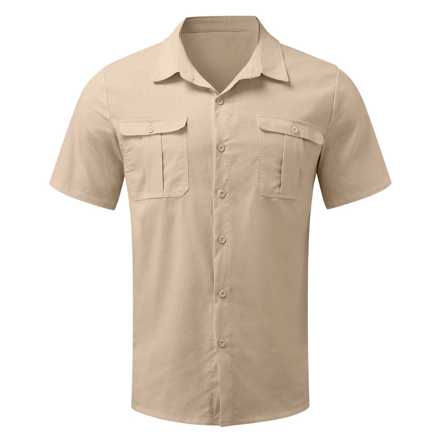 Cotton Linen Mens Short Sleeved Shirts Summer Casual Style Shirt