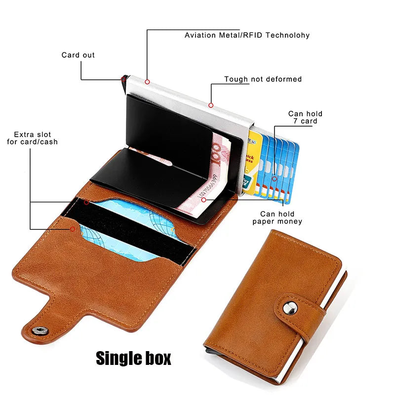 RFID Mens Wallet ID Card Holder Leather Money Clip