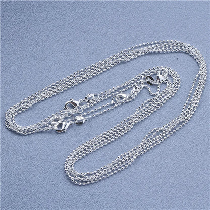 1pcs 925 Sterling Silver Rolo Bead Figaro Chain Necklace for Men Women