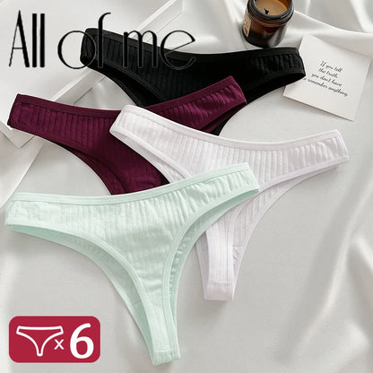 6pcs Cotton Panties G-String Womens Panties Sexy Underwear