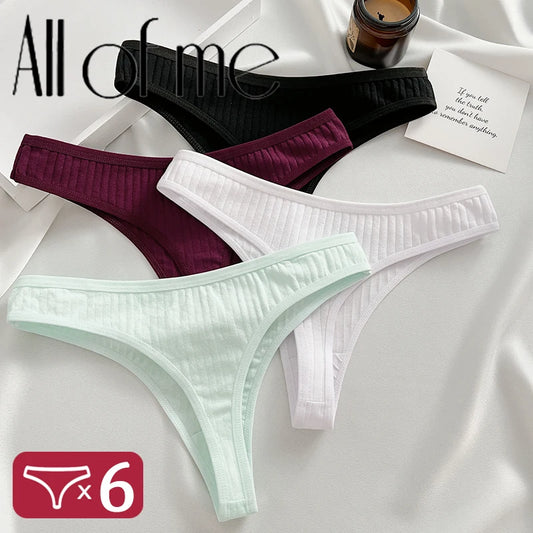 6pcs Cotton Panties G-String Womens Panties Sexy Underwear