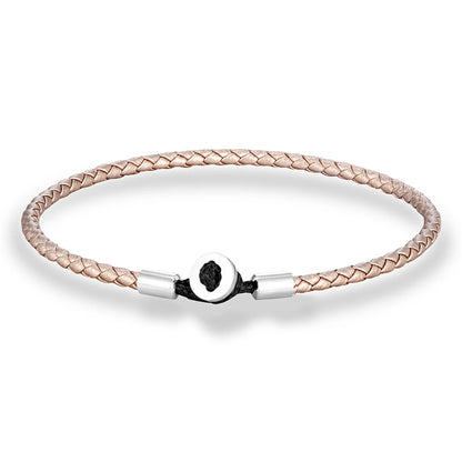 Unisex Simple Style Stainless Steel Button Braided Leather Bracelet