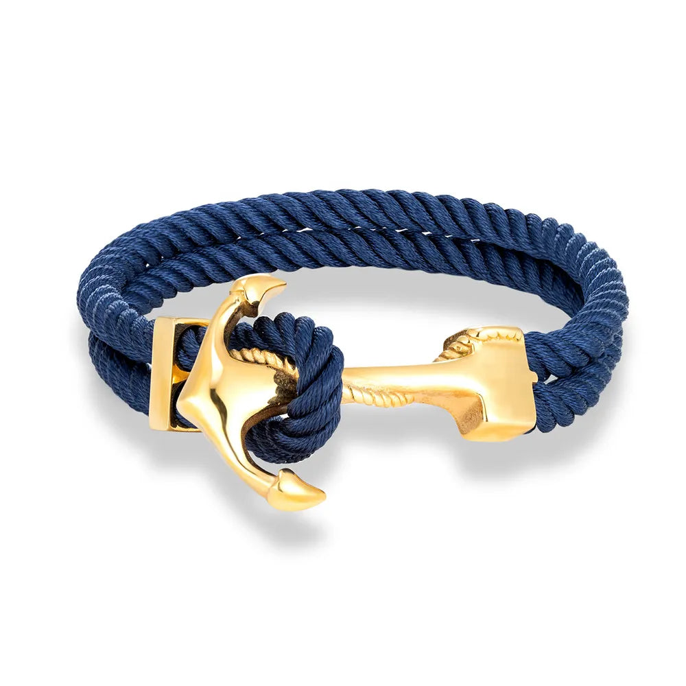 Mens Anchor Bracelet Woven Multilayer Survival Rope Bracelets