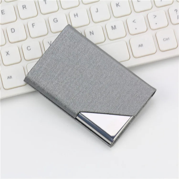 Magnetic PU Leather Stainless Steel Business Card Case ID Name Card Case