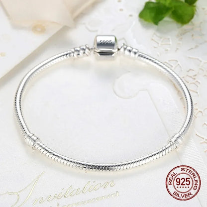 925 Sterling Silver Charm Soft Smooth Snake Bone Bracelets