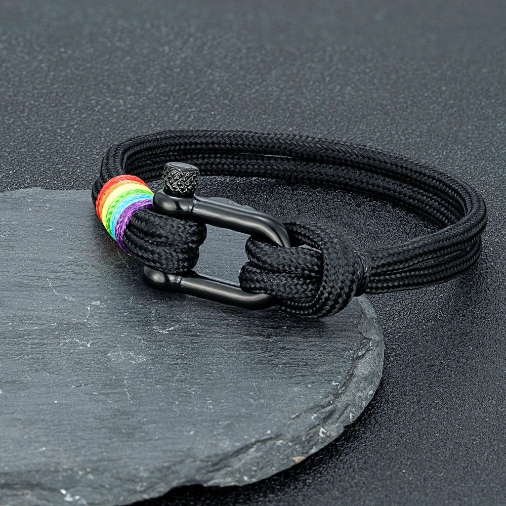 Unisex Stainless Steel U shape Trendy Rainbow Couple Bracelet