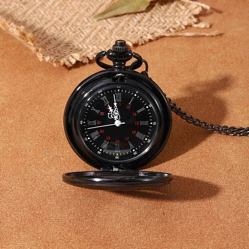 Quartz Pocket Watch Pendant Chain Mens Women Leather Bracelet