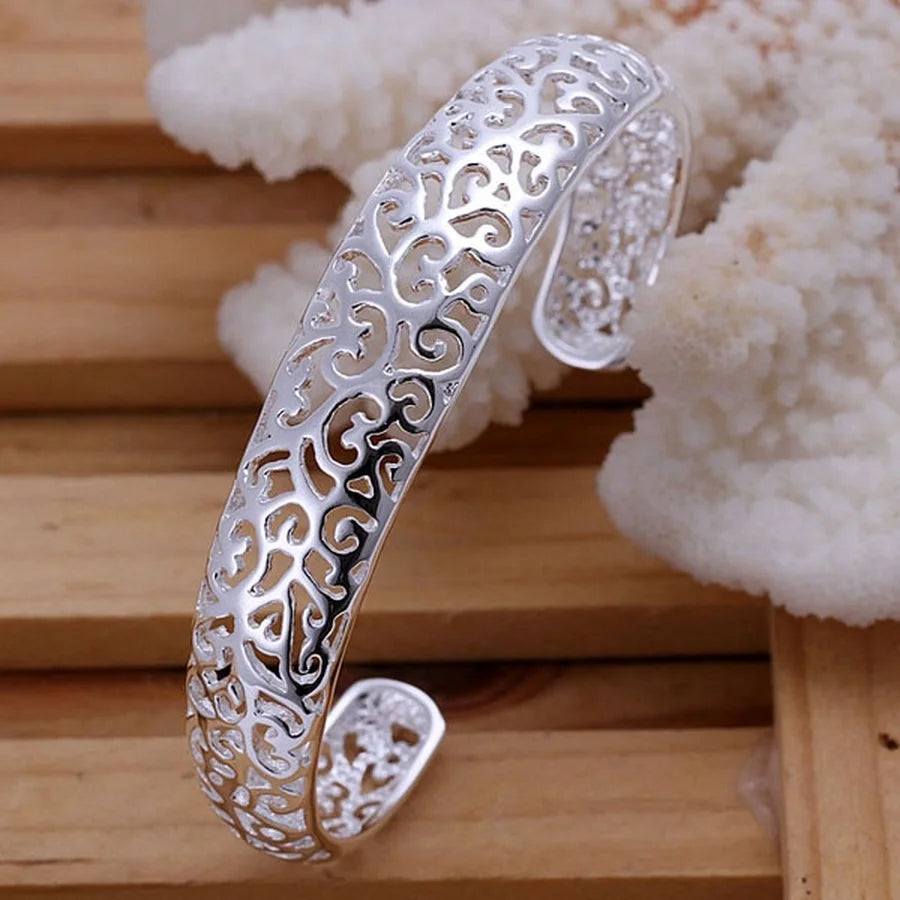 925 Sterling Silver Open Bangle Bracelet for Women